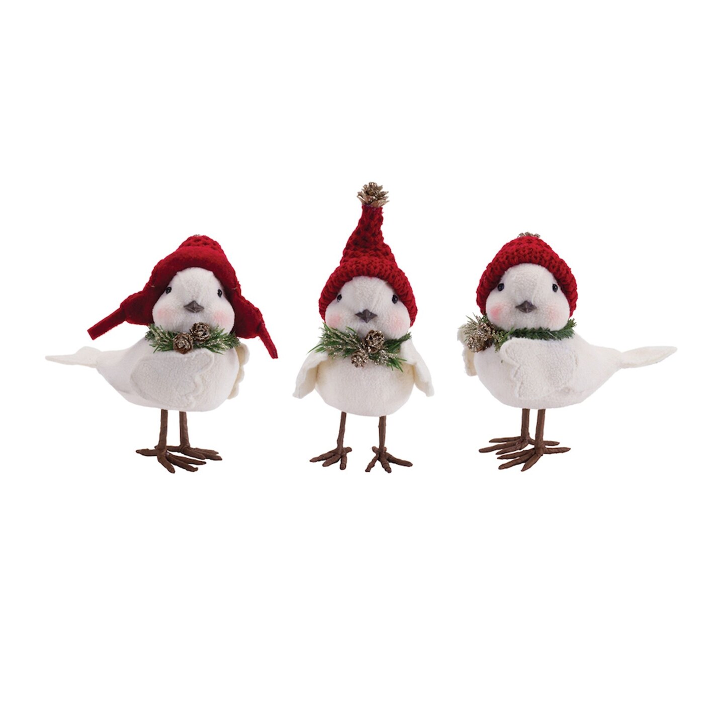 Melrose Winter Bird Christmas Shelf Sitter Figurines - 6&#x22; - White and Red - Set of 12