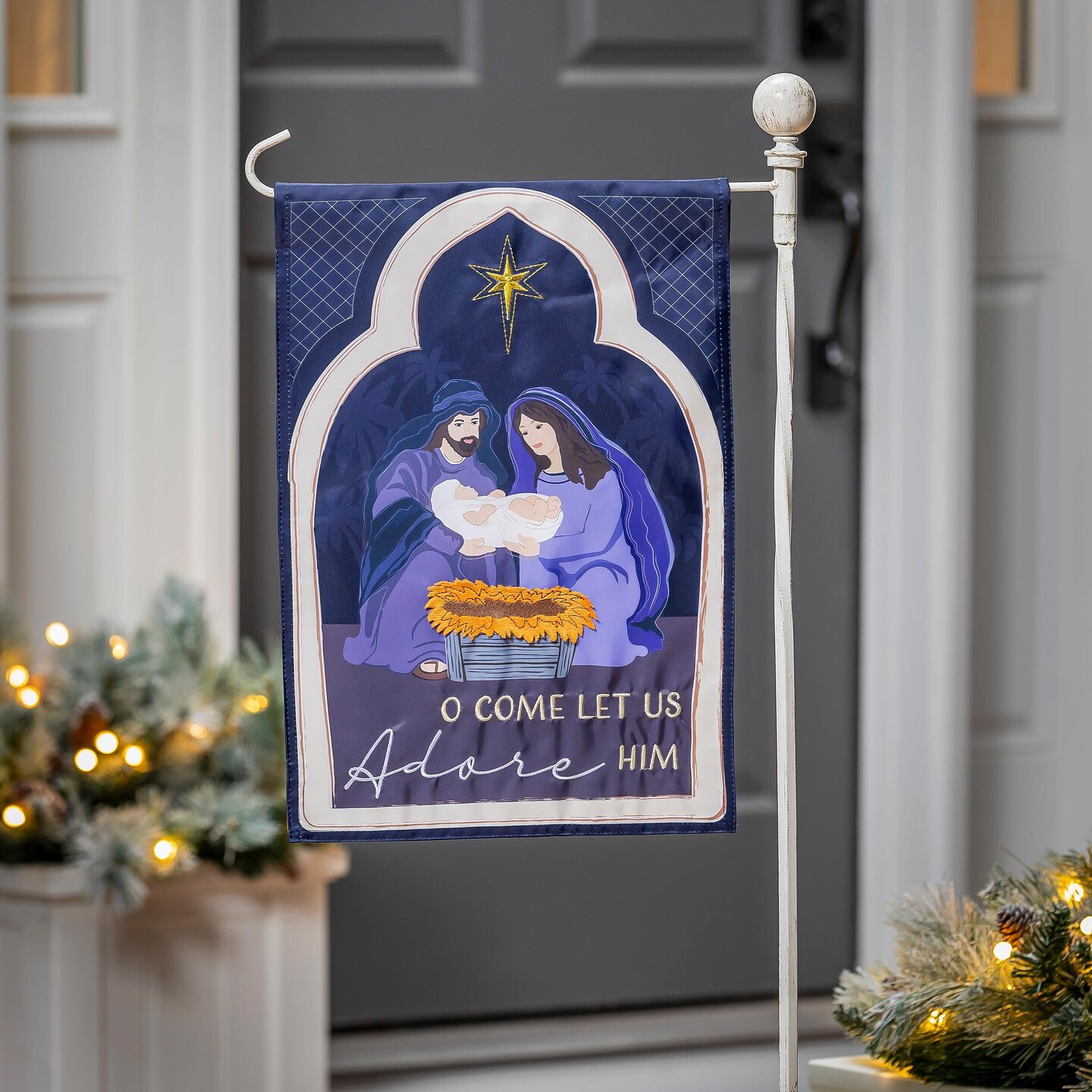 Come Let Us Adore Him Christmas Garden Flag 2 Sided