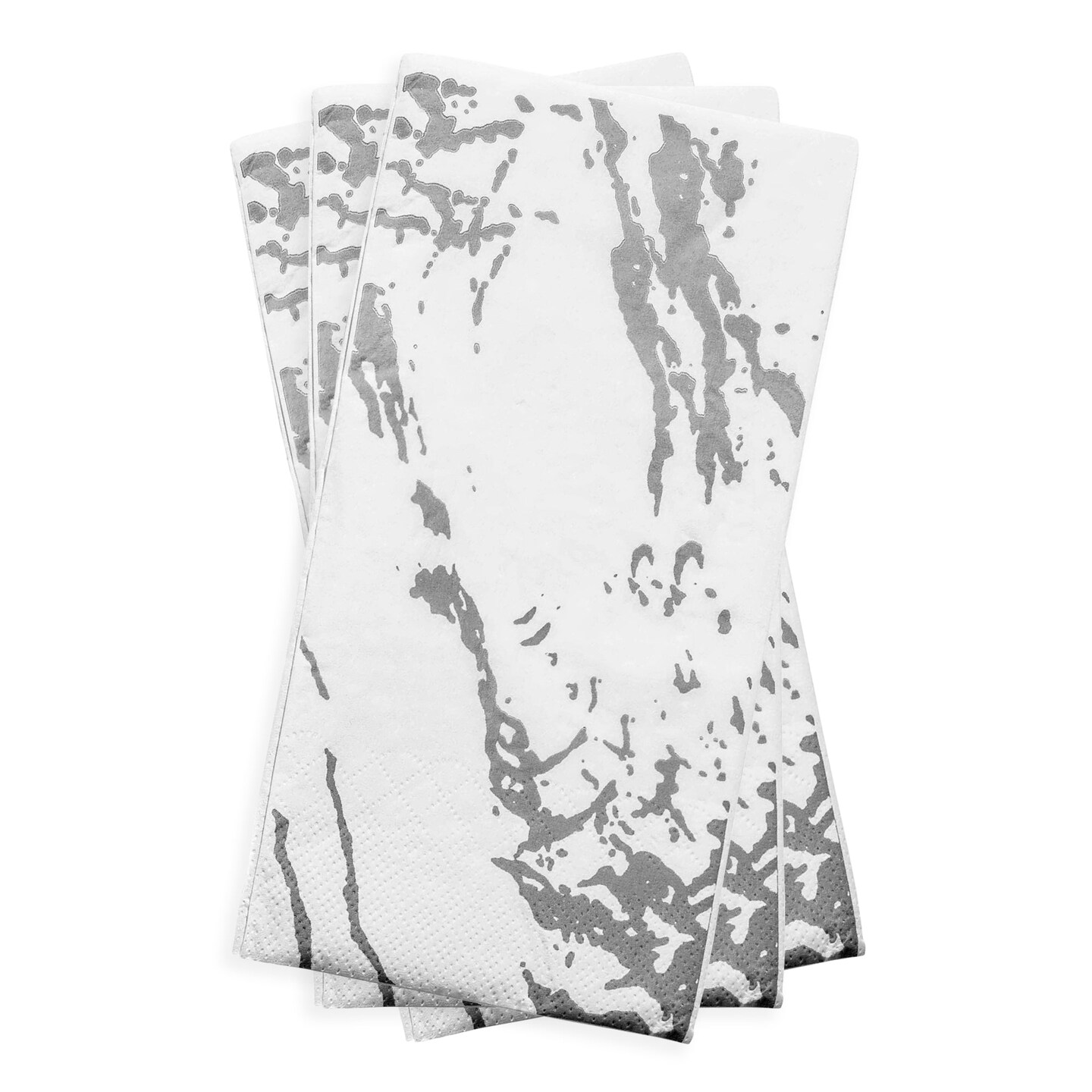 Durable White with Silver Marble Paper Dinner Napkins (600 Napkins)