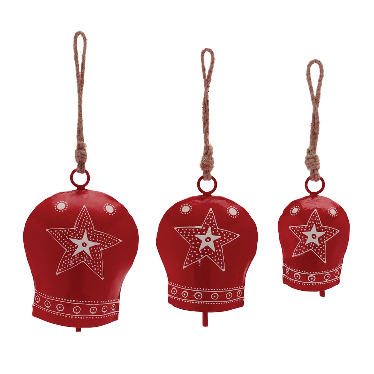 Melrose Star Bell Christmas Ornaments - 6" - Red and White - 6ct