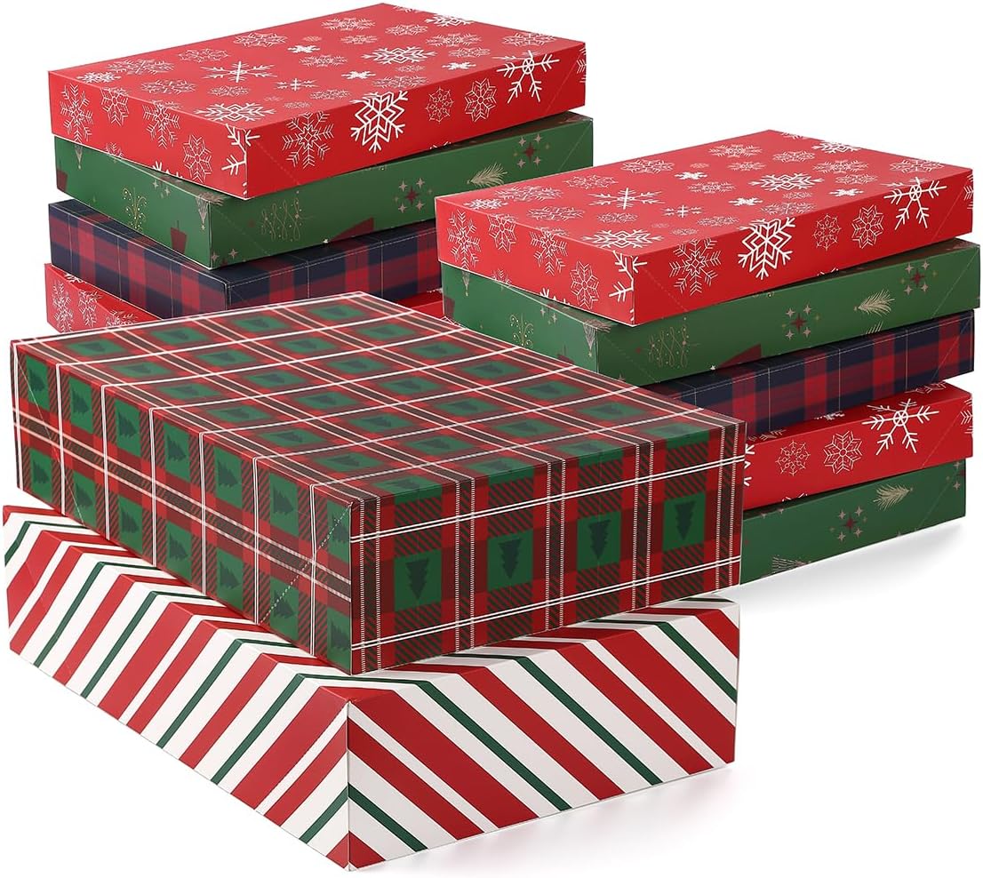 13 Piece Christmas Gift Boxes with Lids - Premium Robe Boxes with 4 ...