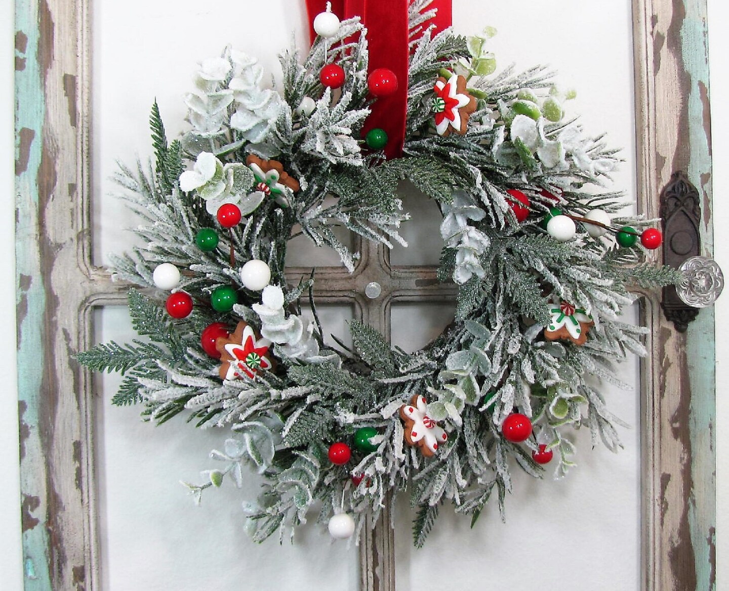 Christmas Cookie and Eucalyptus Pine Wreath or Candle Ring - Small