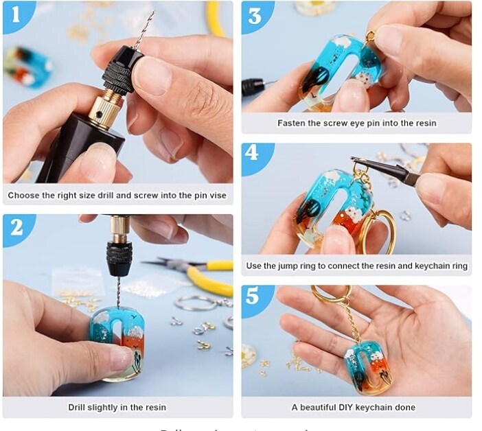 LET&#x27;S RESIN Cordless Resin Drill,3-speed Adjustment &#x26;Rechargeable Jewelry Drill with Deburring Tool&#x26;19Pcs Accessories,Multi-Purpose Hand Drill Resin Tool for Resin Molds, Keychain Molds