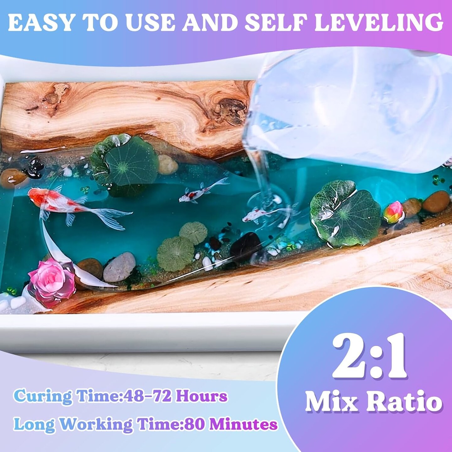 LET&#x27;S RESIN EPOXY RESIN Deep Pour Epoxy Resin 1.5 Gallon,2 to 4 Inch Depth Crystal Clear Resin for Flower Preservation,Bubble Free &#x26; Low Viscosity Casting Resin for River Table,Resin Art,Crafts