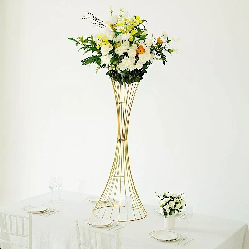 48&#x22; Gold Reversible Trumpet Metal FLOWER STAND Centerpiece Pedestal Party Events
