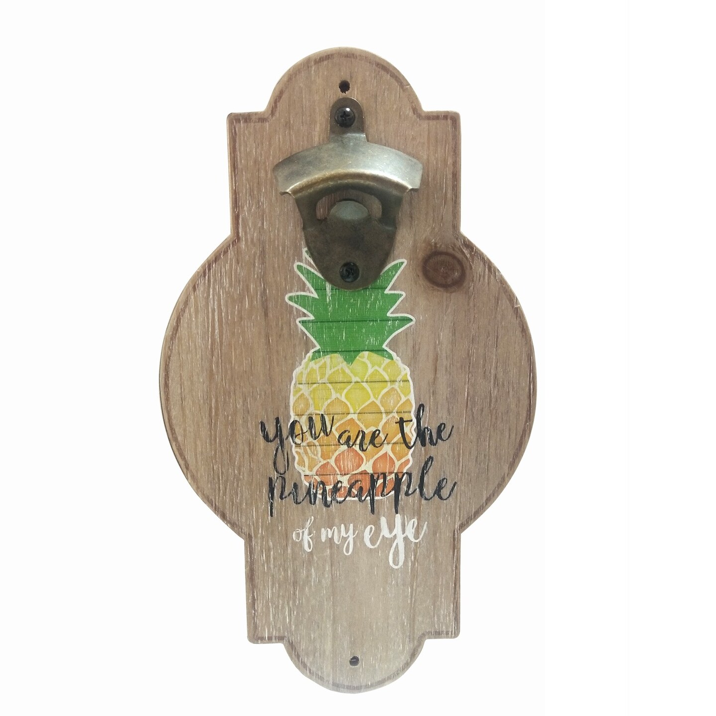 Pineapple Bottle Opener Plaque Wall Mount Wood Composite Home Decor With Saying Tropical Beach Coastal 11.81 x 6.69 x 1.38