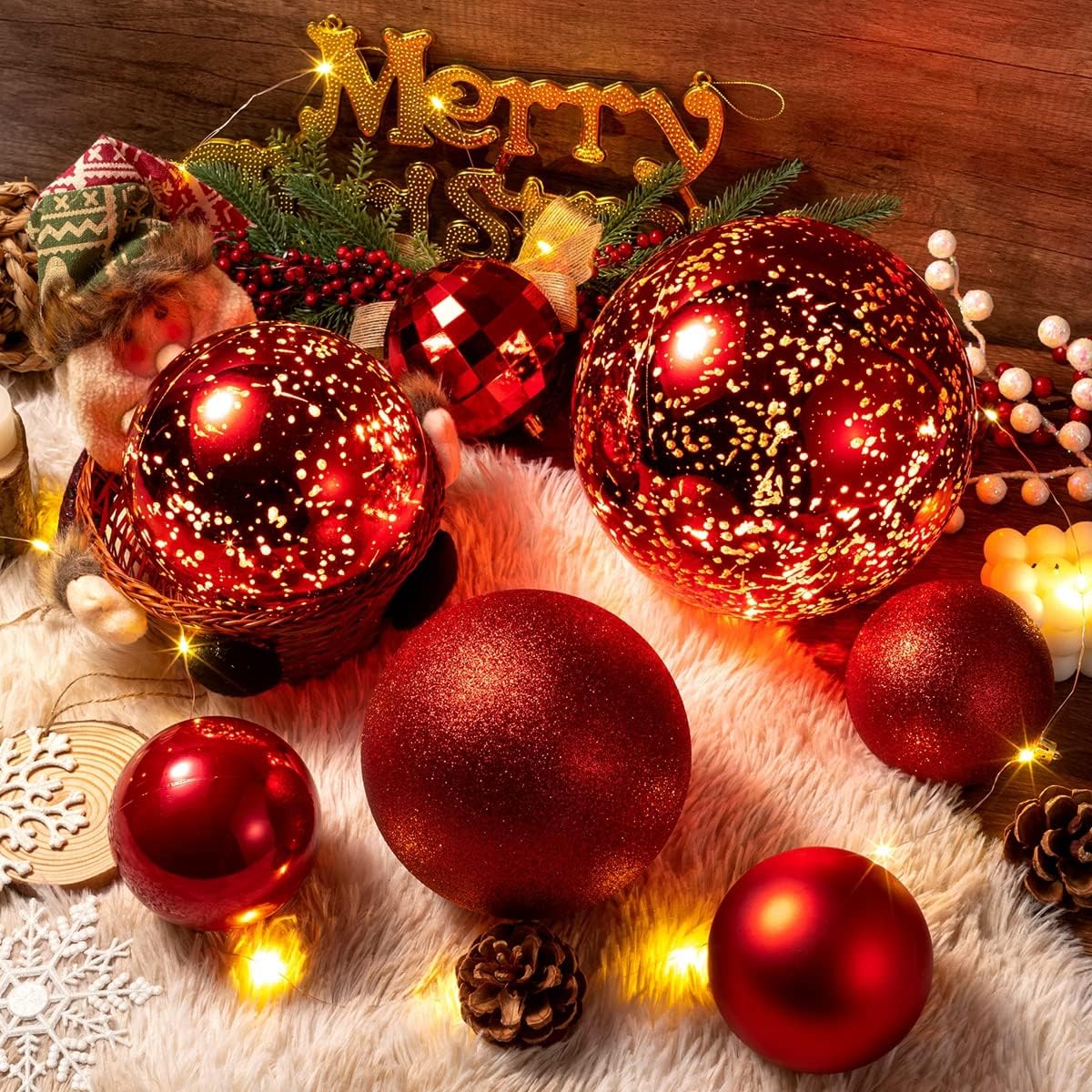 Large Christmas Ornaments Christmas Ball Ornaments Red Giant Shatterproof Christmas Ornaments Mercury Ball Christmas Tree Ornaments for Holiday Party(Red, 8.0&#x22; (1pcs))