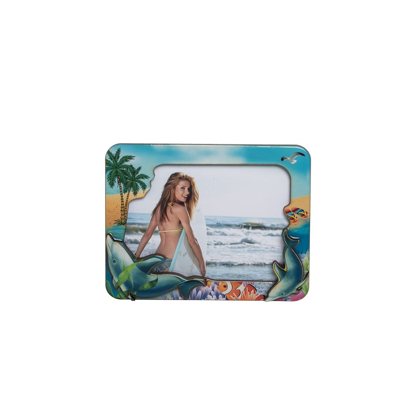 5 x 7 Resin Dolphin Dream Picture Frame Wood Composite Home Decor Beach Coastal Sea Life 7.87 x 0.47 x 5.91