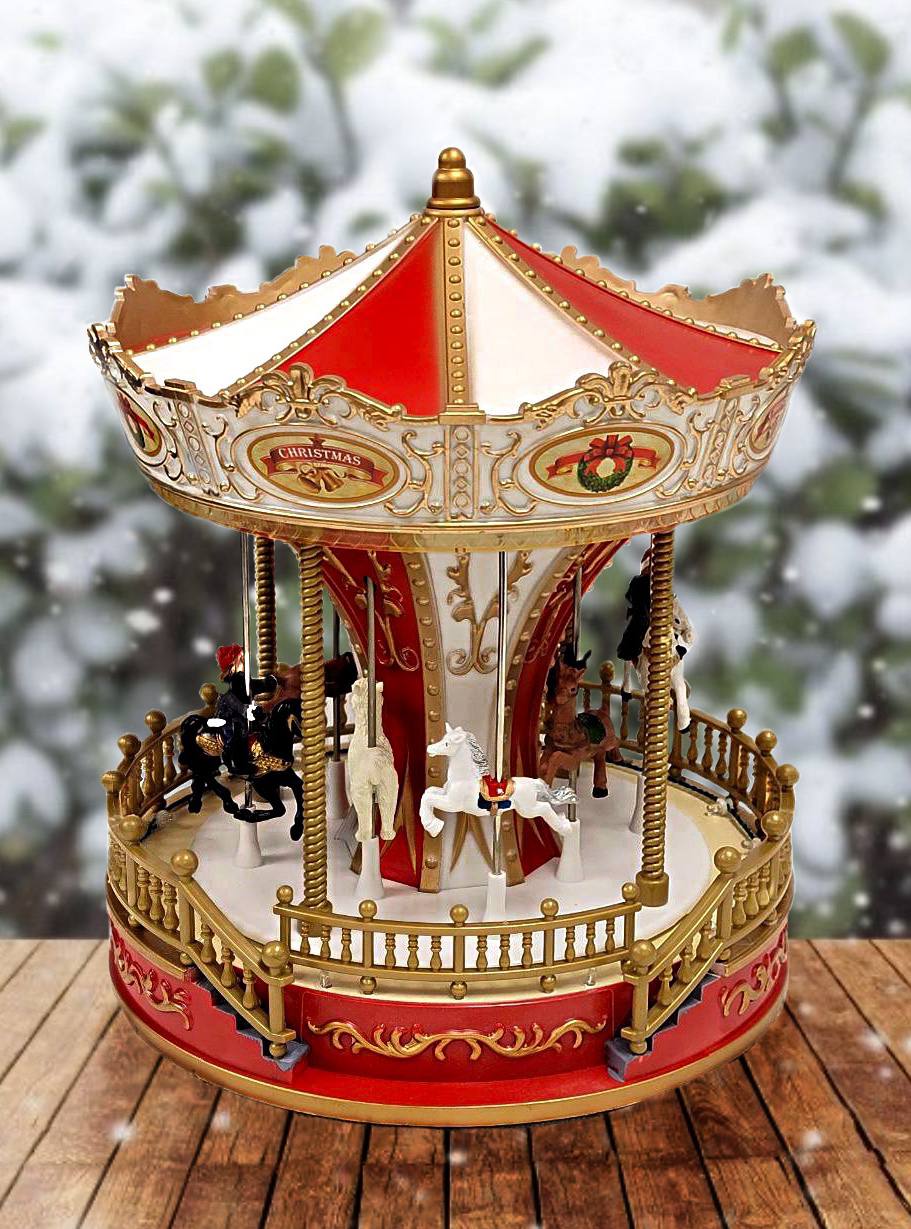 Christmas Carousel Decoration. Animated Christmas Village