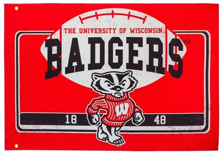 Wisconsin Badgers Flag 2 Sided Bucky Football