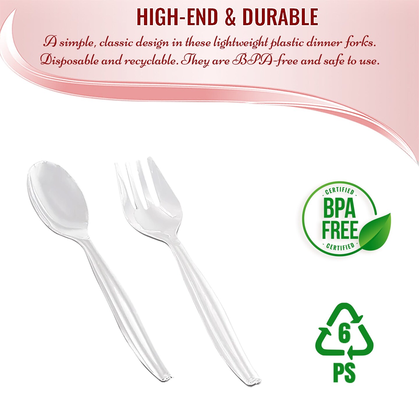 Clear Disposable Plastic Serving Flatware Set (150 Pairs)