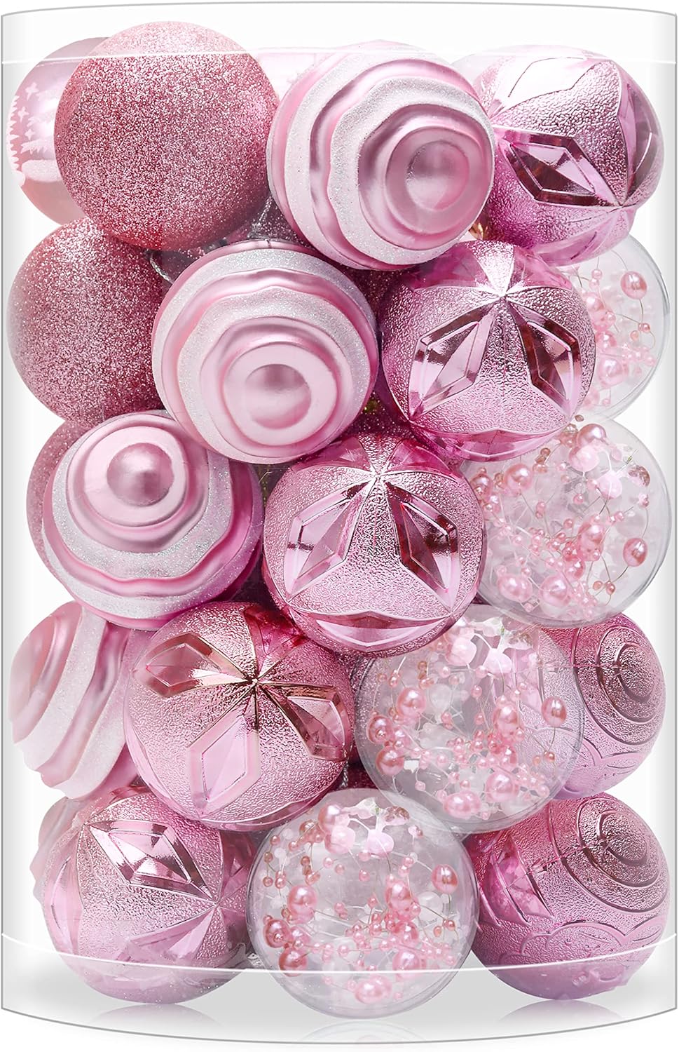 Christmas Tree Ornaments Pink: Christmas Decorations Shatterproof Xmas Balls Ornament Decor, 60mm / 2.36 inches, Set of 34pcs