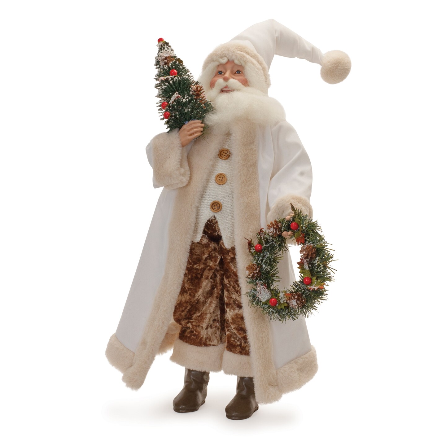 Melrose Santa with Christmas Wreath and Tree Tabletop Figure - 21.5"