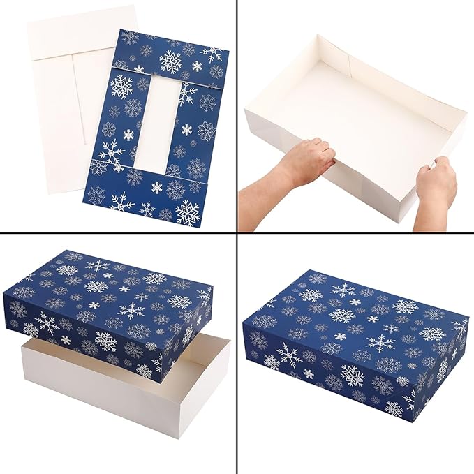 Lids - Beautiful Assorted Boxes for Wrapping Gifts with 4 inch Deep Robe Boxes and 8x8x4 Gift Box - Gift Boxes for Presents, Shirt, Robe, Lingerie, etc