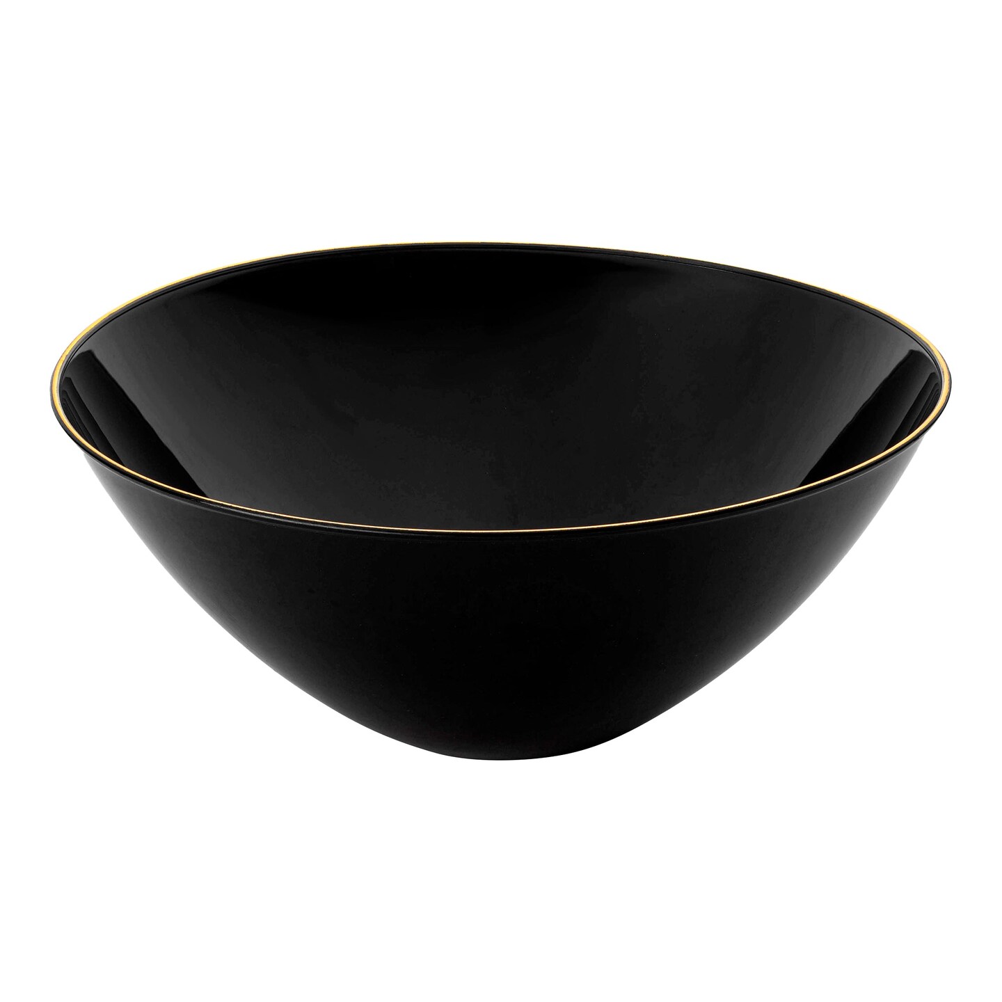 Black with Gold Rim Organic Round Disposable Plastic Bowls - 32 oz. (60 Bowls)