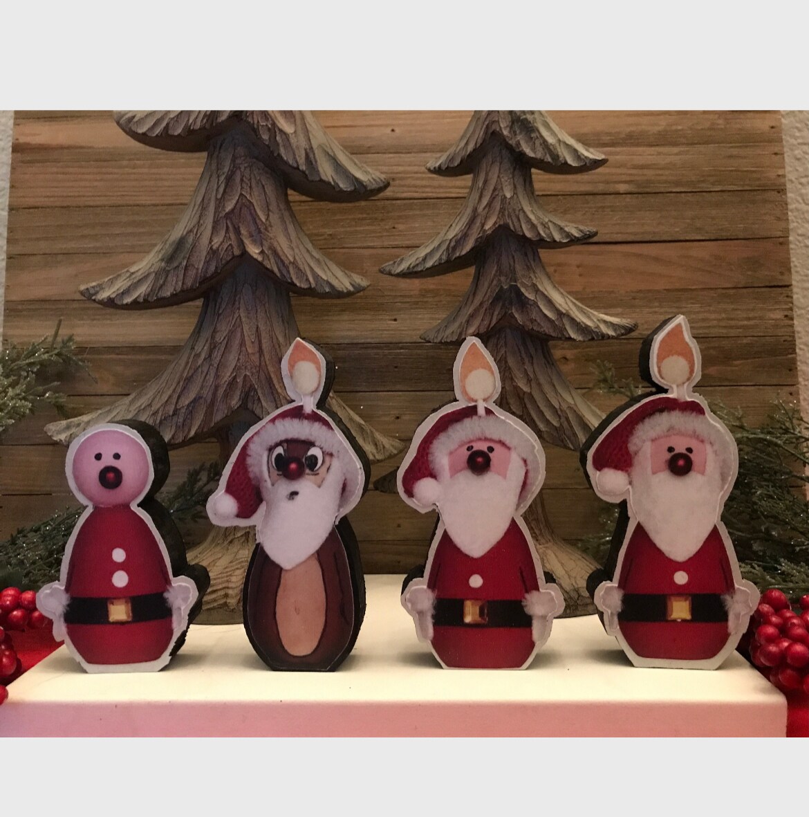 Disney Chip and Dale Mischief Santa Candle Set Vintage Cartoon Pluto's Christmas Tree Home Accent Mantel Decor