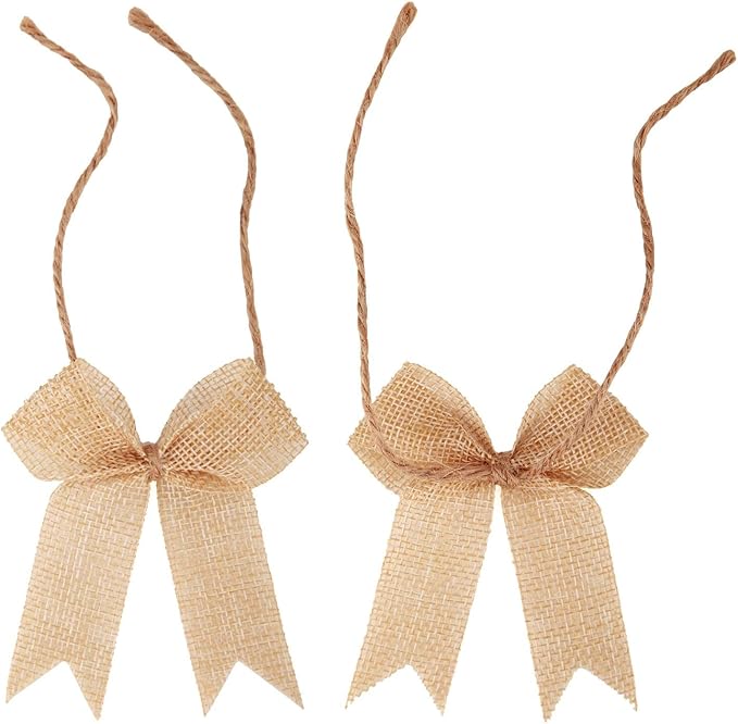 Ribbon Bow Small Bows for Applique Embellishment Crafts Sewing Scrapbook Wedding Christmas Halloween Thanksgiving Decorations (Burlap)