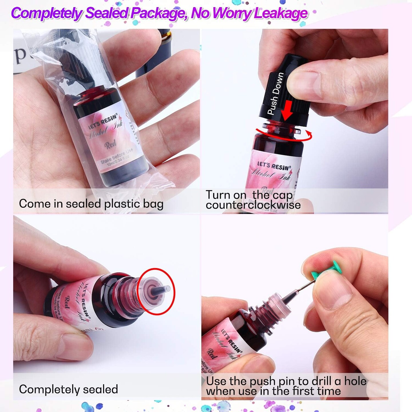 Alcohol Ink Set Epoxy Resin Dye- LET'S RESIN Vibrant Colors Alcohol Ink for Epoxy Resin, Concentrated Alcohol Based Resin Ink for Tumblers,Epoxy Resin Molds,Alcohol Inks Art (Each 0.35oz x 18 Bottle)