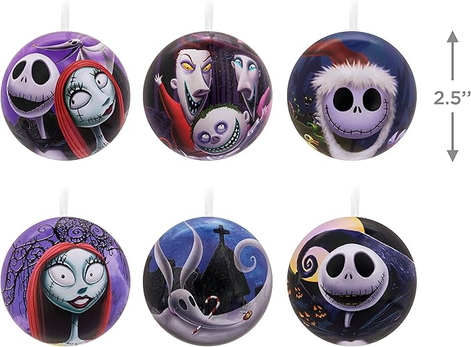 The Nightmare Before Christmas Tin Ball Christmas Ornaments, Set of 12