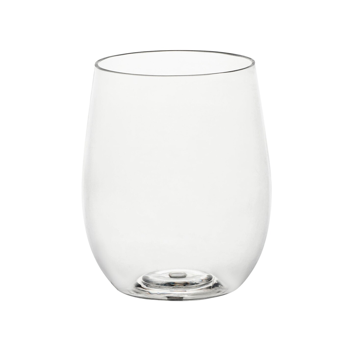 Clear Elegant Stemless Plastic Wine Glasses - 12 oz. (64 Glasses)