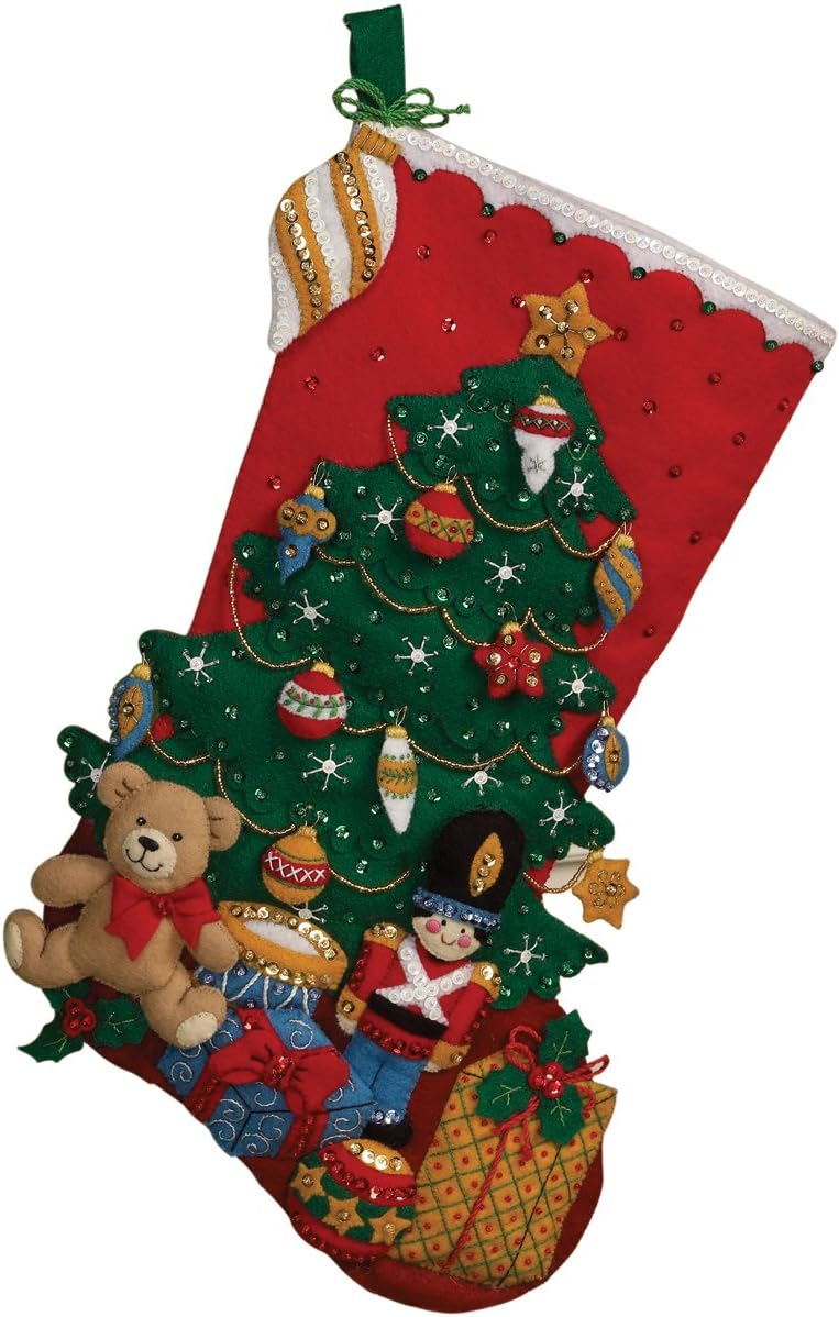18-Inch Christmas Stocking Felt Applique Kit, 86303 Under The Tree