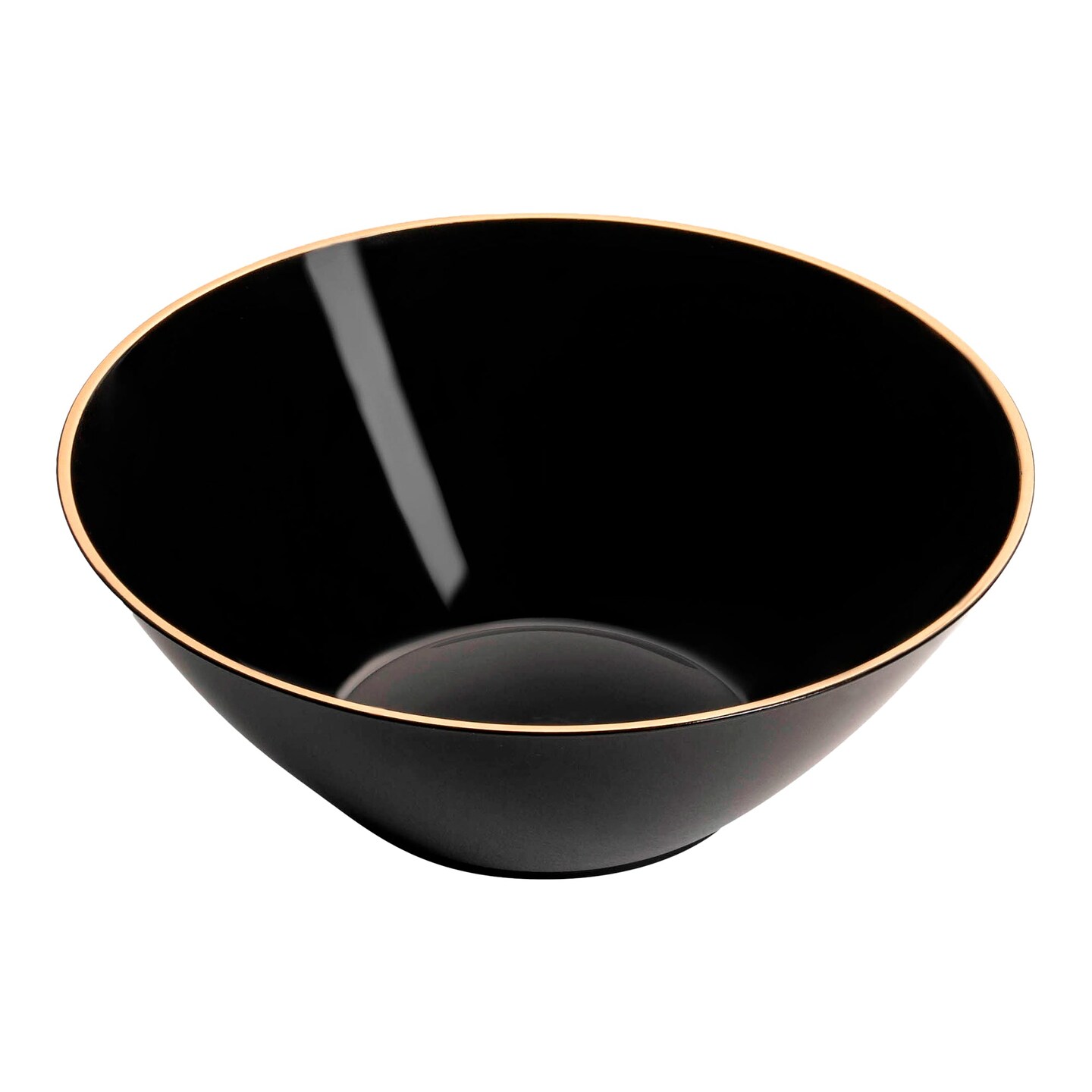 Black with Gold Rim Organic Round Disposable Plastic Dessert Bowls - 6 oz. (120 Bowls)