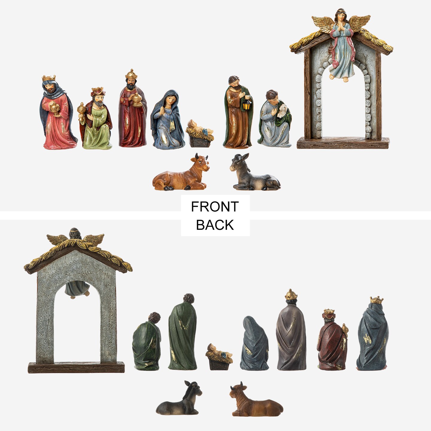 12pcs Oversized Deluxe Blue Resin Nativity Figurine Set