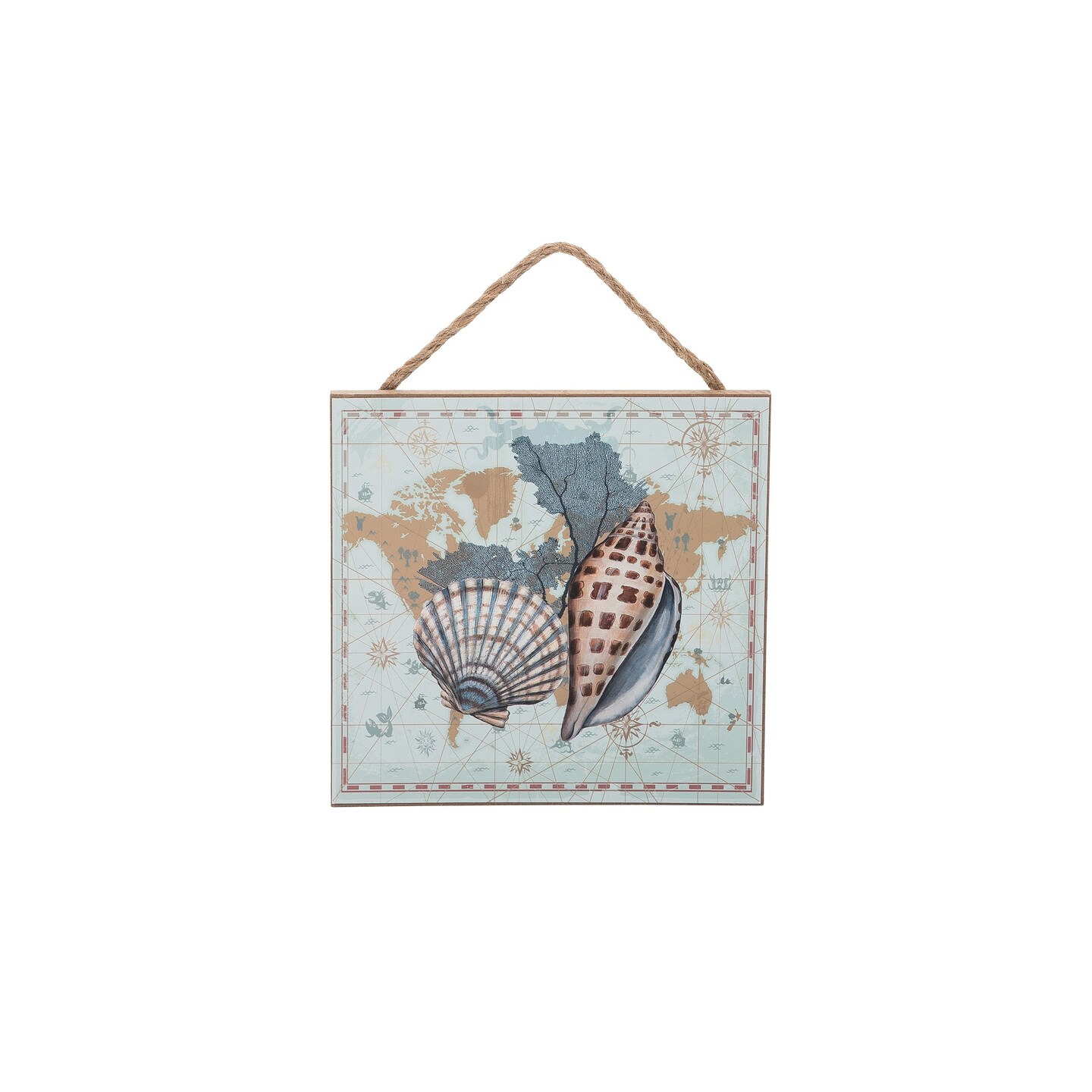 Map Of Shells Mini Wall Plaque Wall Hanging Decor Decoration Hanging Sign Home Decor With Sayings 7.87 x 7.87 x 0.39 Inches.