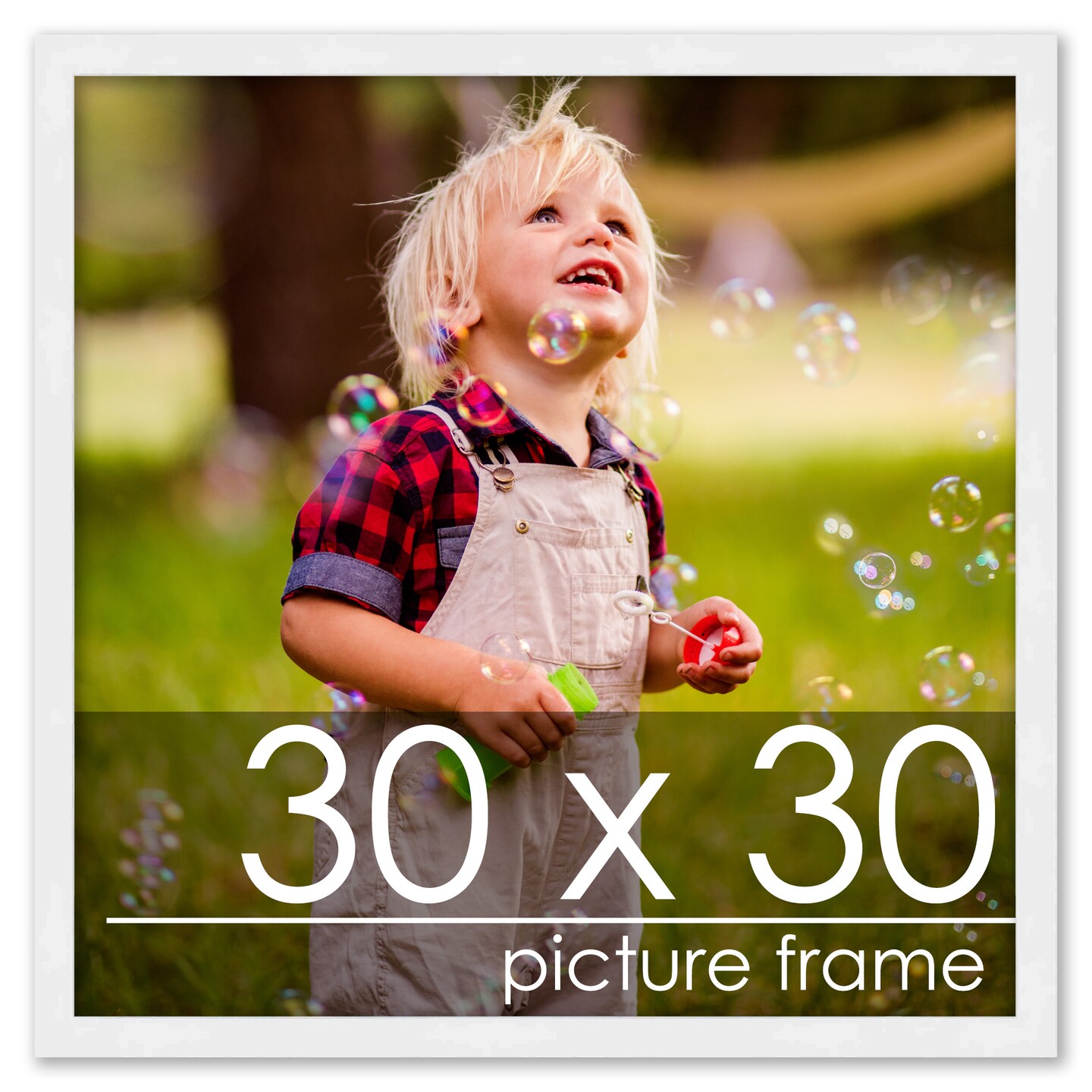 Square Classic Modern White Picture Frame - UV Acrylic, Foam Board Backing, Hanging Hardware