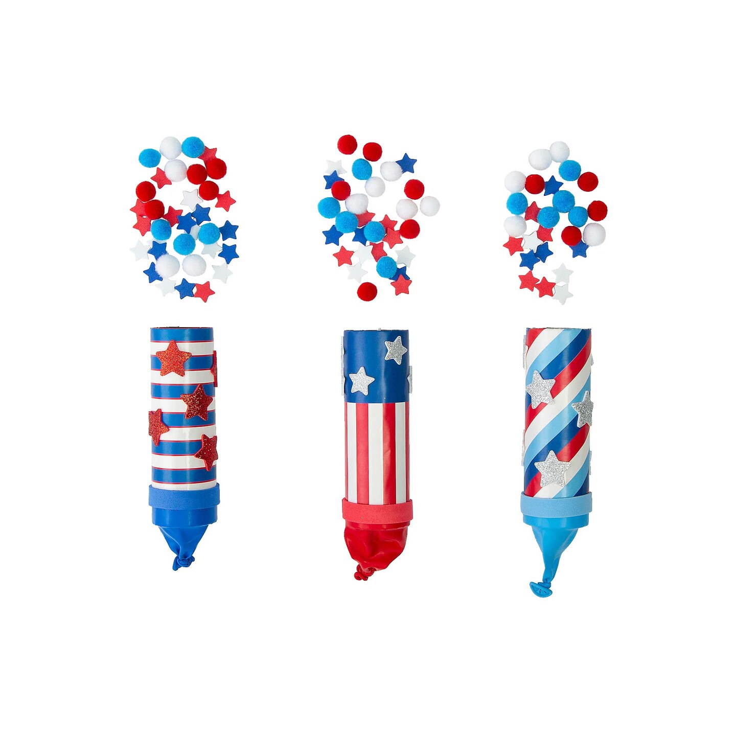 1 3/4&#x22; x 6 1/4&#x22; Patriotic Confetti Popper Craft Tube Craft Kit Makes 12