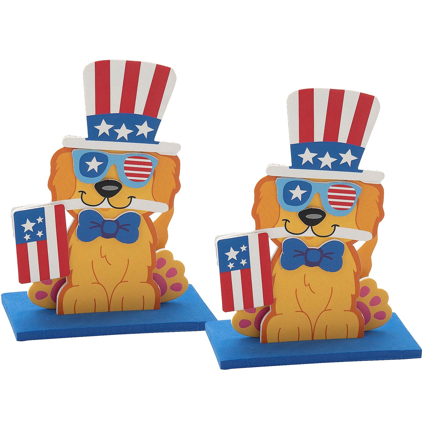 4" x 5 1/4" 3D Patriotic Golden Retriever Holding Flag Foam Craft Kit Makes 12