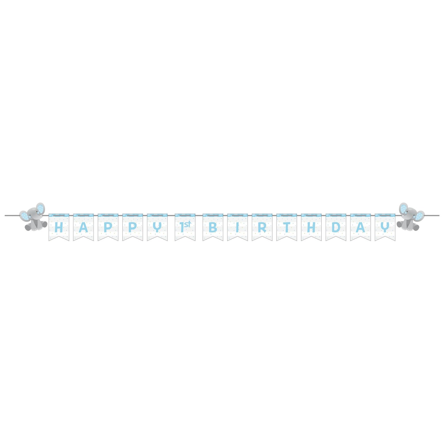 Enchanting Elephants Boy 1st Birthday Banner