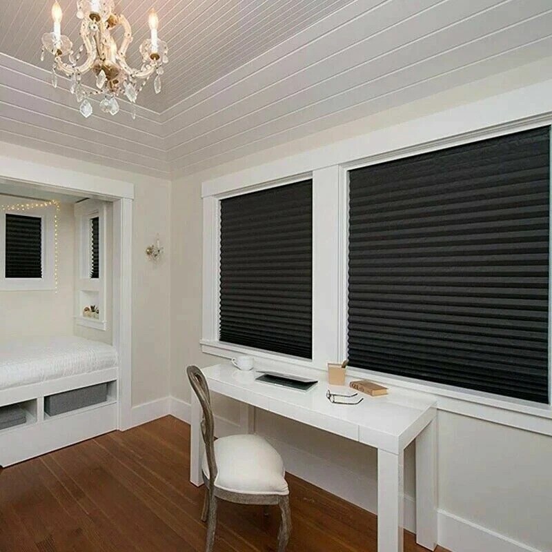 Cordless Blackout Pleated Fabric Shade Window Blind Sun UV Half Blind Roller