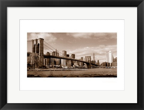 Framed Art Brooklyn Bridge Skyline by Viktor Balkind - Iconic New York City 13x19 inch