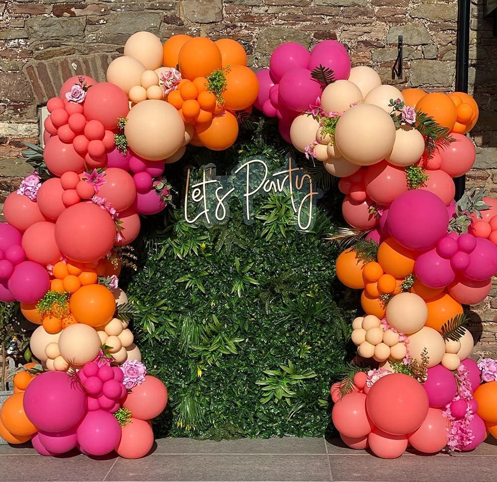 Tropical Luau Party Balloon Garland Arch Kit for Hawaiian Beach Pool Theme Aloha Party Birthday Flamingo Party Backdrop Decorations and Suppliers (Rose Orange Blush)