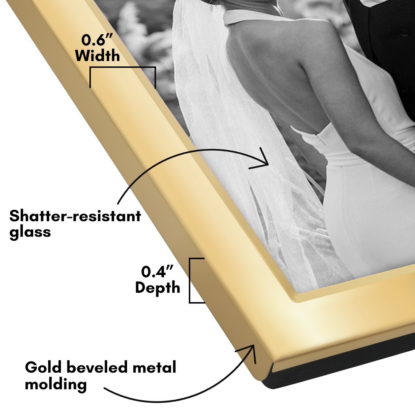 Americanflat Hinged Picture Frame with Wide, Beveled Molding and Shatter-Resistant Glass - Modern Metal Picture Frame Displays Two Photos - Elegant Photo Frames for Tabletop Display