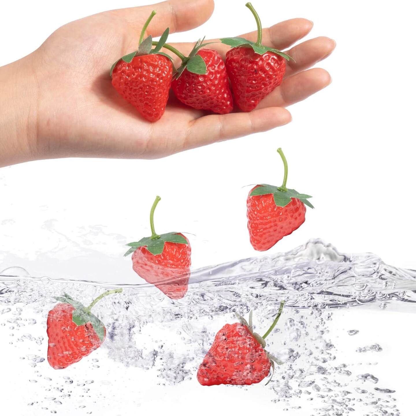 20 Pieces Artificial Strawberries Fake Strawberries Tabletop Centerpieces Lifelike Red Realistic Plastic Fruit for Kitchen Party Decoration
