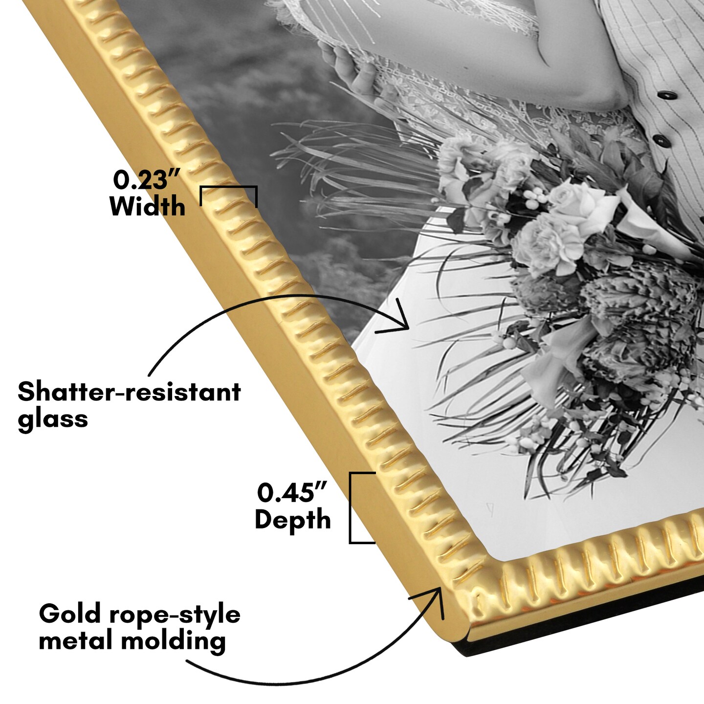 Americanflat Picture Frame with Rope-Style Textured Detailing - Modern Metal Picture Frames with Shatter-Resistant Glass - Elegant Gallery Style Frame for Tabletop or Wall Display