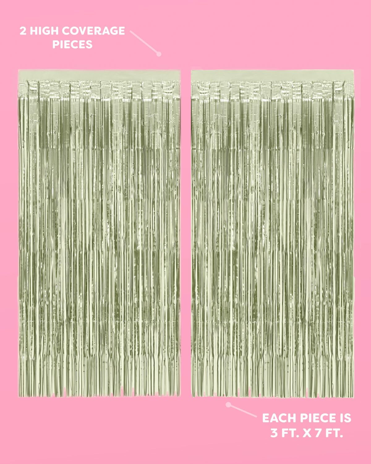 Party Decorations Sage Green Foil Curtain - Set of 2 | Bachelorette Party Supplies, Cute Birthday Queen Photo Booth, Bach Martini Decor, Bridal Shower Backdrop