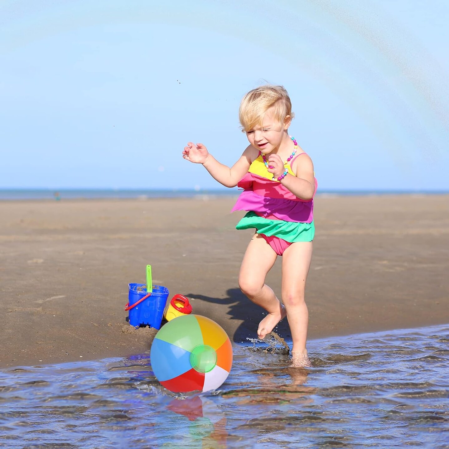 12&#x22; Beach Balls Bulk - Inflatable Swimming Pool Toys for Kids Birthday Party Supplies Favors Luau Decorations - Blow Up Classic Rainbow Color Beachball Summer Water Games Fun Gifts (12 Pack)