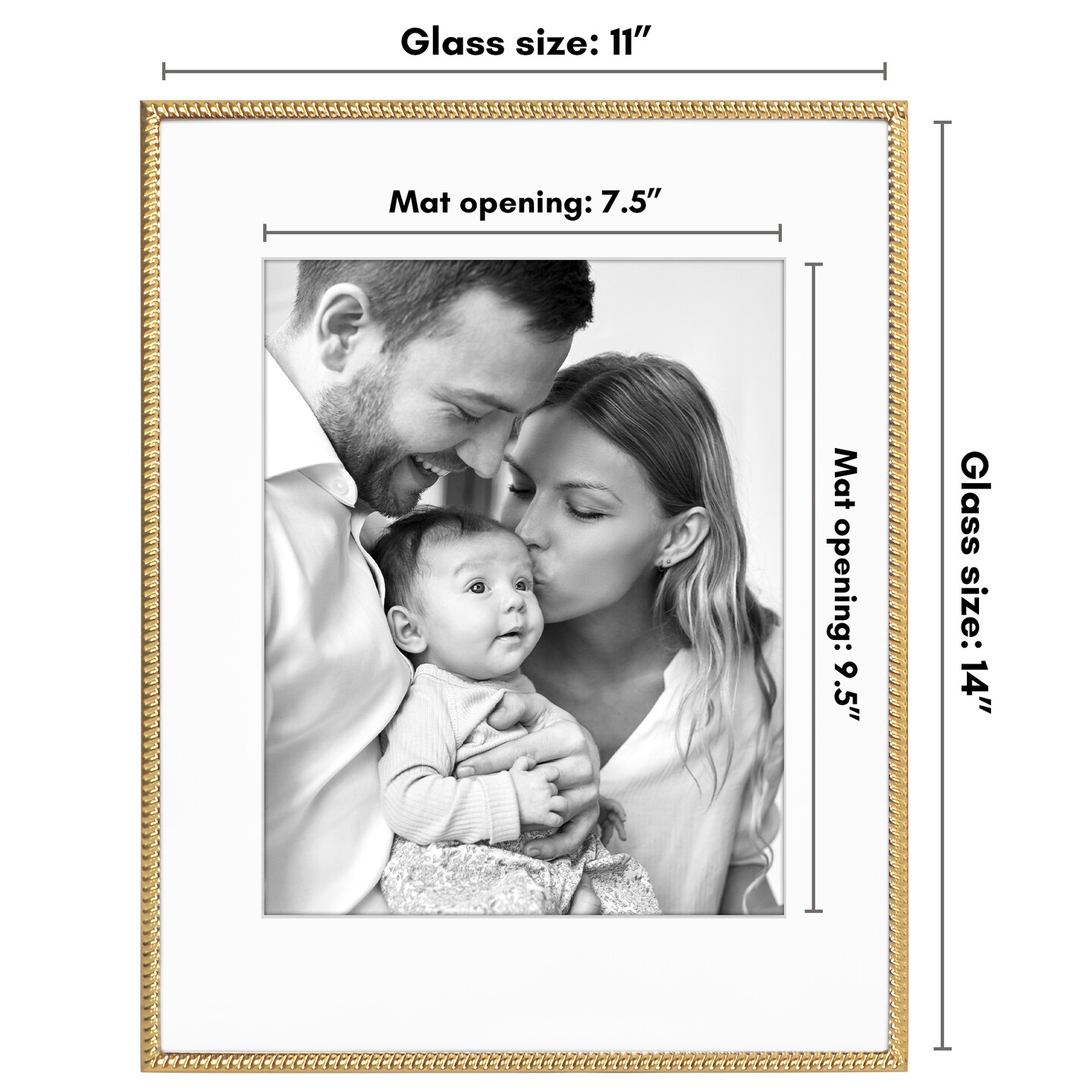 Americanflat Picture Frame with Mat & Rope-Style Textured Detailing and Shatter-Resistant Glass - Use With or Without the included Mat - Elegant Bamboo Frames for Tabletop or Wall