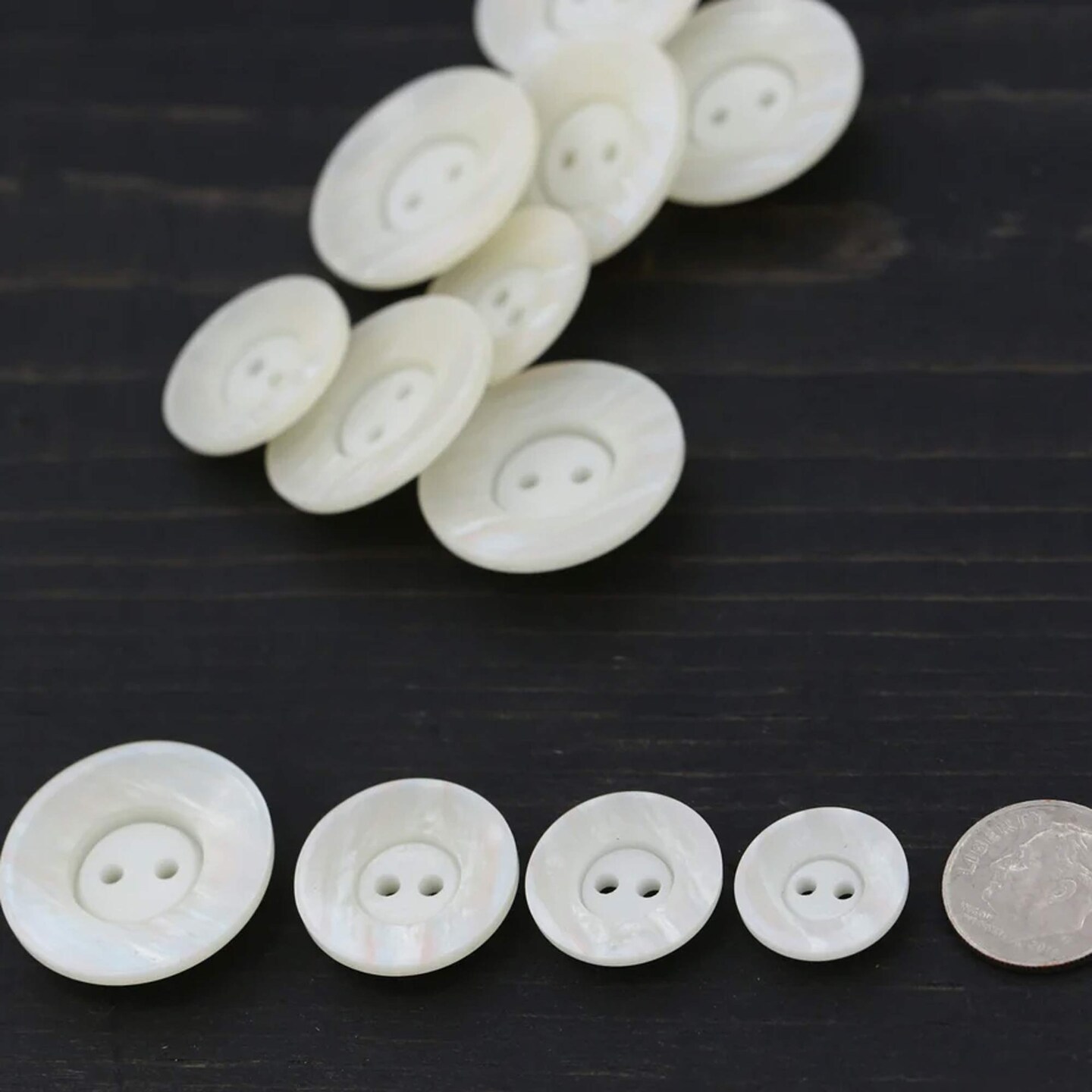 34L 21mm / 7/8" Ivory Faux Shell Buttons Iridescent Bowl Shape 2-Hole Sewing Buttons for Crafts & Garments 4 Pieces