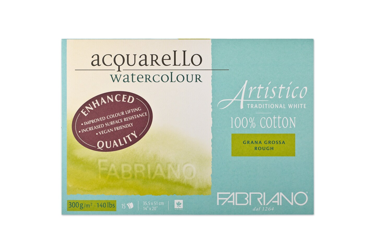Fabriano Artistico Traditional White Watercolor Block, 140 lb./300 gsm
