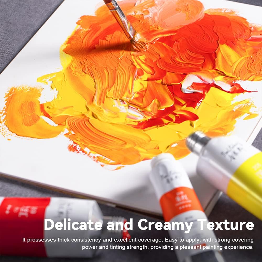 Oil Paint, 12 Neon Colors with High Saturation, 50ml Large Tubes, Faster Drying Time, Art Supplies for Artists, Students, Beginners