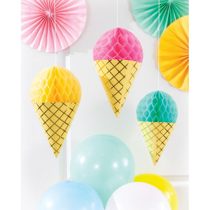 18/Case Bulk Ice Cream Party Hanging Honeycomb Ice Cream Decorations