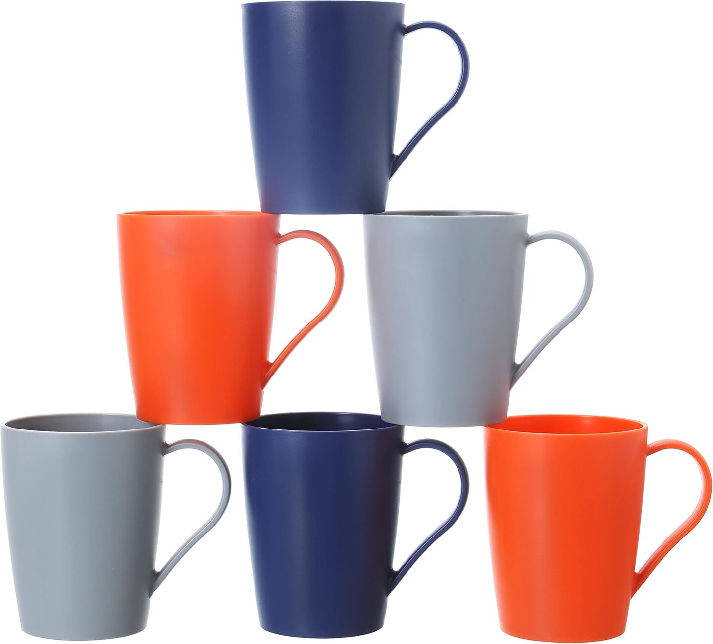 Coffee Mugs Set of 6, Plastic Coffee Cups Set, 12 Ounce Unbreakable Coffee Mug Plastic