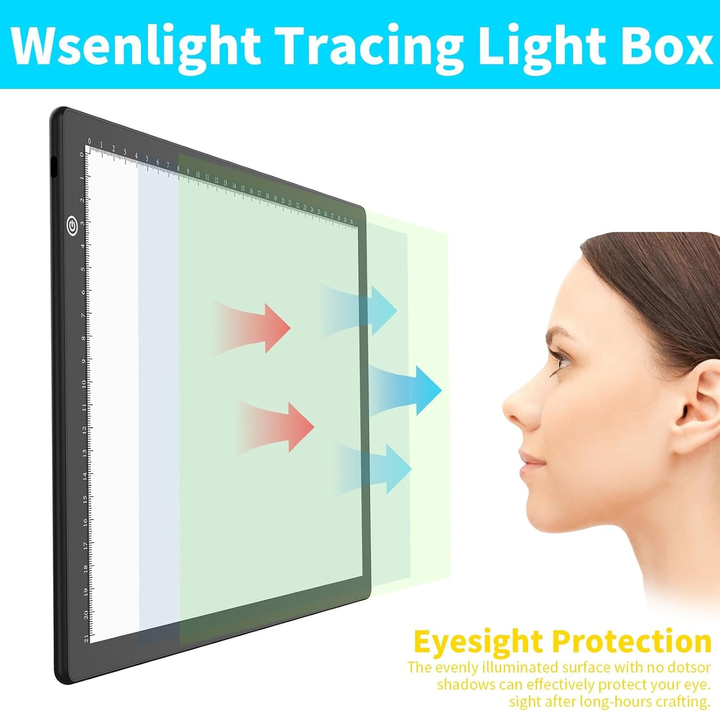 A4 Light Box for Tracing Light pad for Drawing Wsenlight Magnetic Light Board with 4 Magnets, USB Powered Portable Light Table for Weeding Vinyl Tattoo Drawing X-ray Viewing Diamond Painting Animation