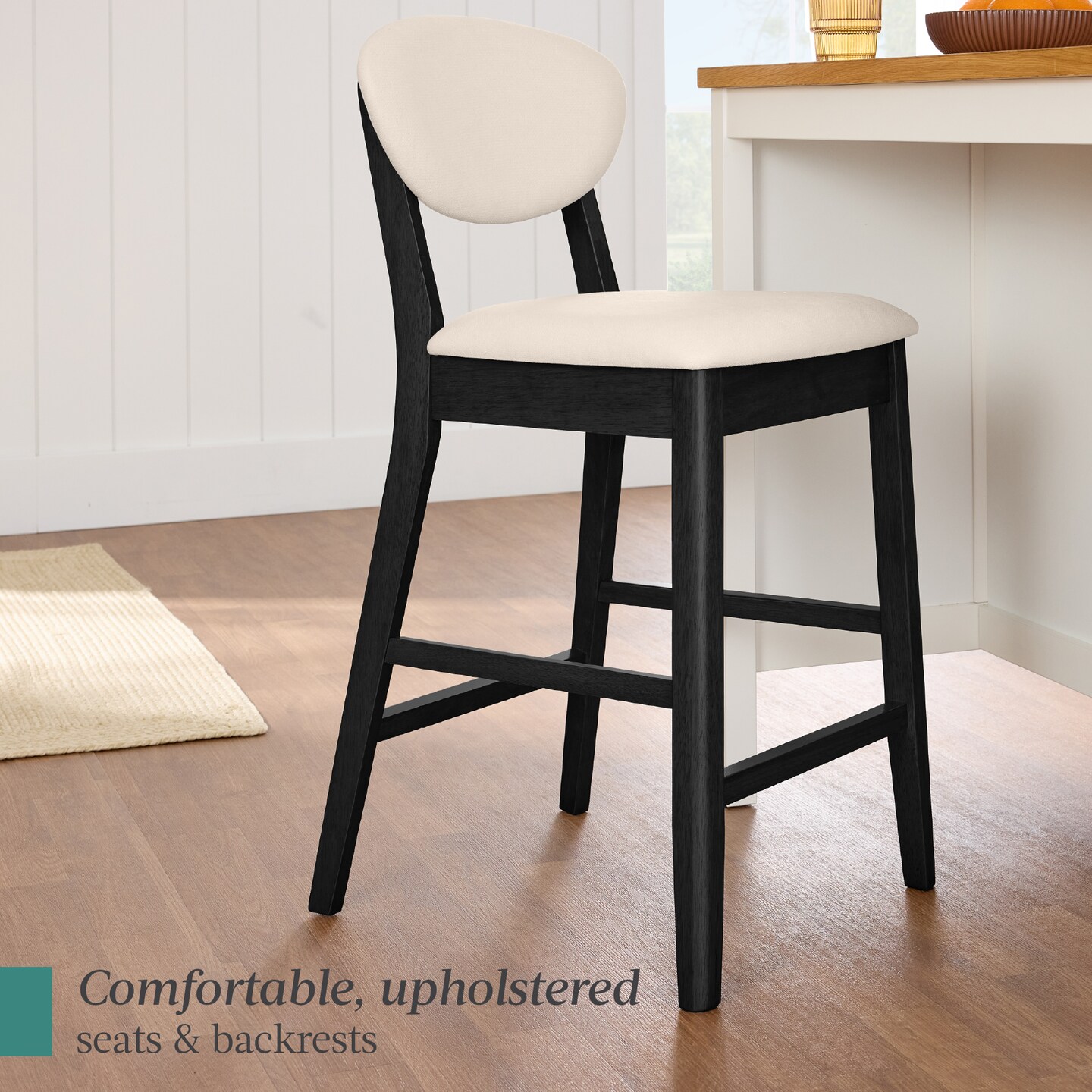 Best Choice Products Set of 2 Counter-Height Bar Stools, Armless W/Upholstered Seat Cushion & Backrest