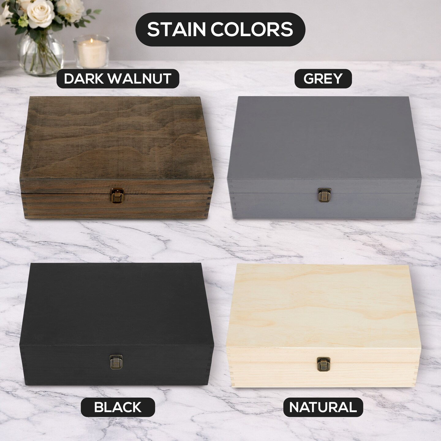 Makerflo XL Size Pine Wood Memory Box with Black Felt Inside and Hinged with Clasp of Front, Keepsake Wooden Box Ideal for Craft and Personalization (Laser Engraving, Epoxy, UV DTF, and Vinyl)