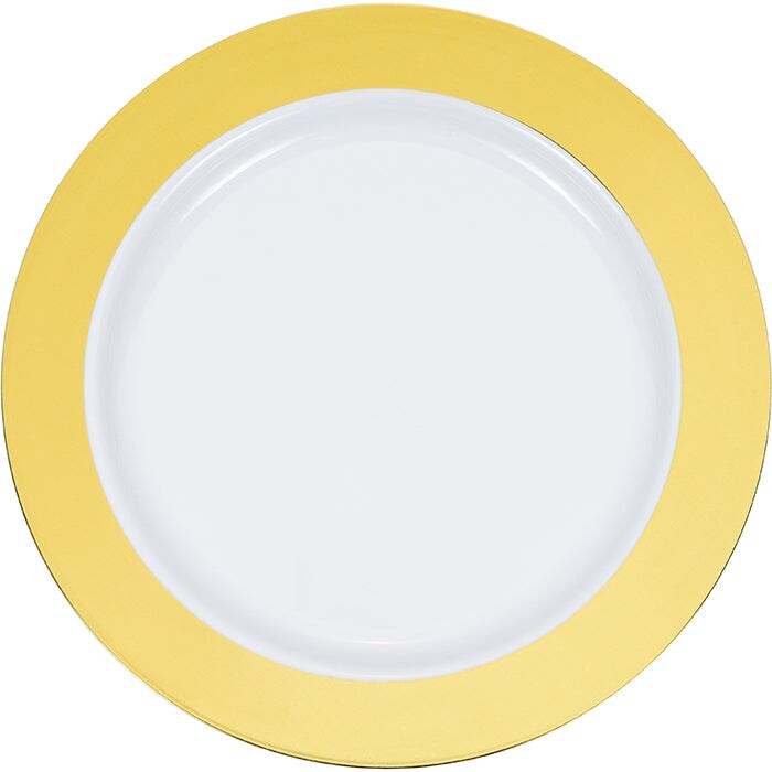 120 pc Bulk Gold Rim Plastic Dessert Plates